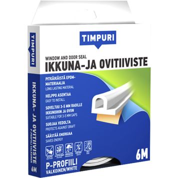 Akna- ja uksetihend Timpuri P-profiil, valge