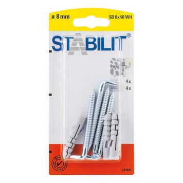 Konksude ja tüüblite komplekt 8 x 40 mm