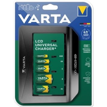 LCD Varta universaalne laadija+akulaadija must