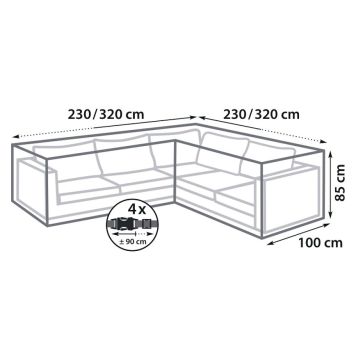 Mööblikate Sunfun L kujuline 230 / 320 x 100 x 85 cm