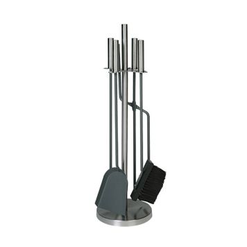 Kaminatarvikute komplekt 4-osaline hõbedane 65 cm
