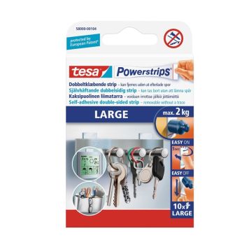 Kahepoolne kinnitusteip tesa®Powerstrips Large 10 tk