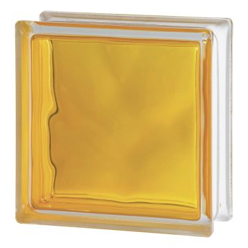 Klaasplokk Wave kollane 190 x 190 x 80 mm