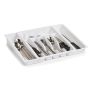 Söögiriistade hoidja reguleeritav valge